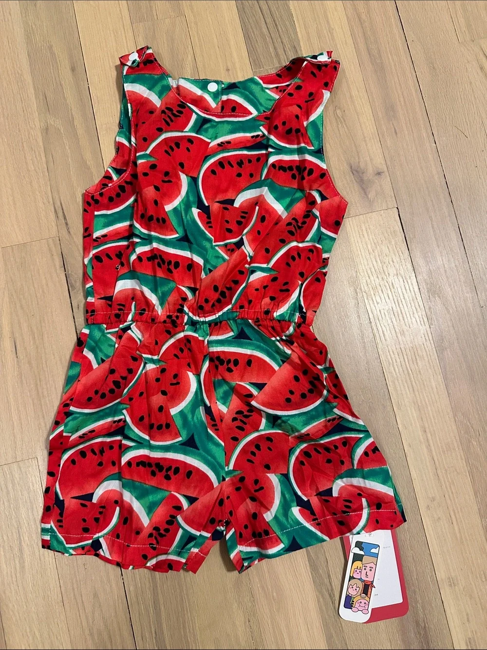 PatPat Red & Green Watermelon Print One-Piece